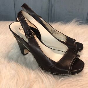 Anne Klein Ankle strap leather like heels 7 1/2